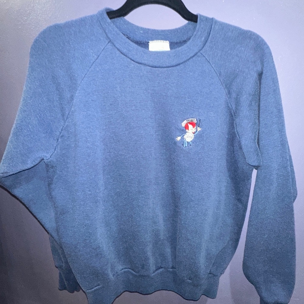 Vintage Healthknit Speedy Alka-Seltzer Sweatshirt Blue Raglan‎ 70s 80s USA Made